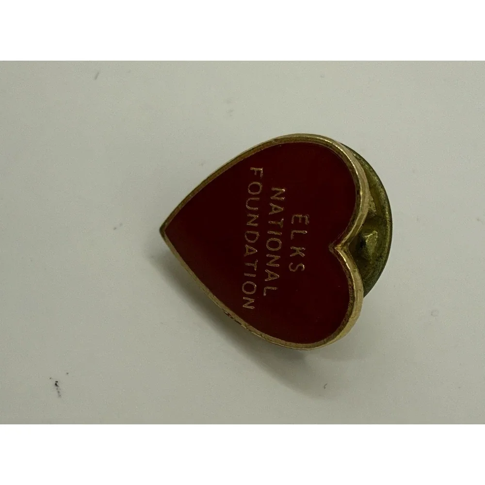 Elks National‎ Foundation Heart Gold Tone Vintage Lapel Pin